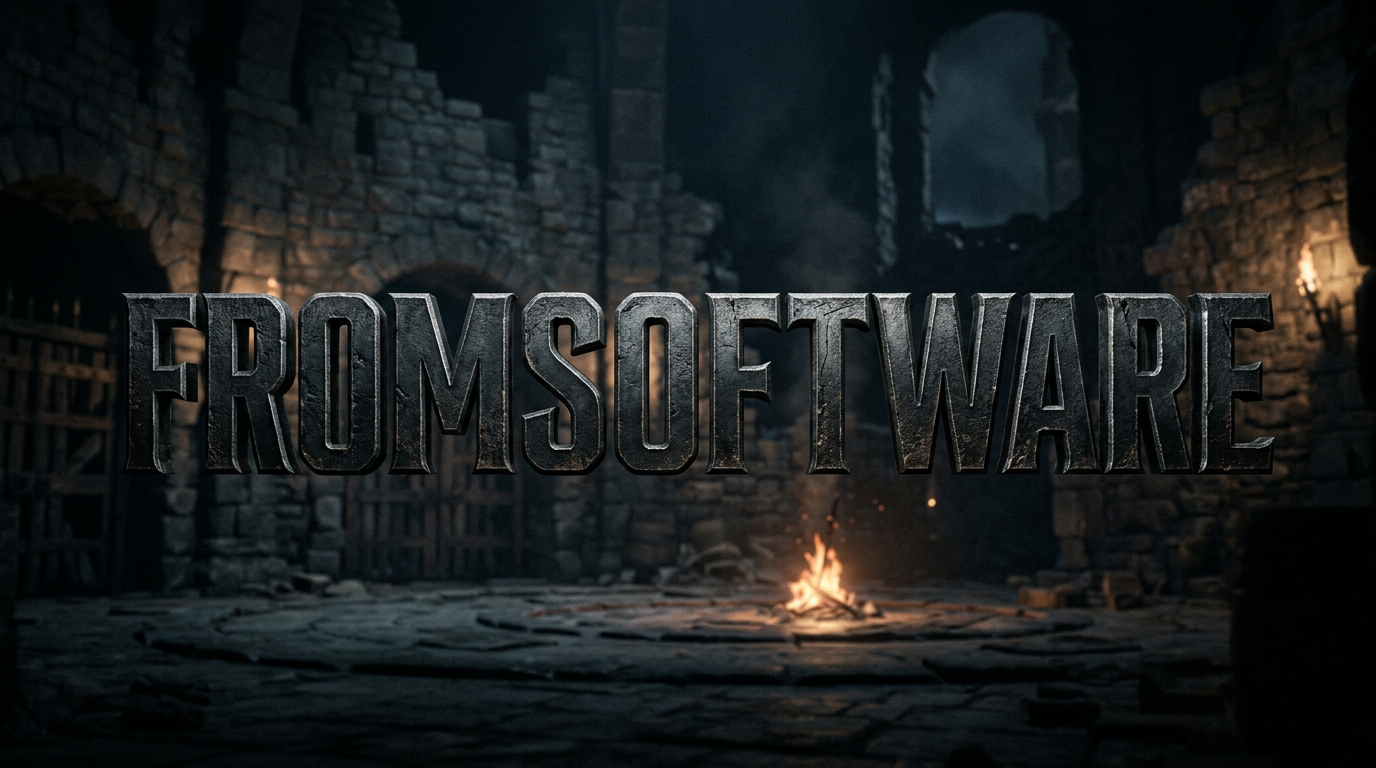 Add text FROMSOFTWARE large and bold