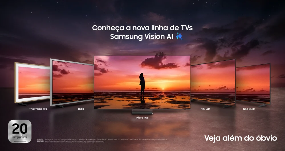Linha 2026 de TVs Samsung Vision AI com OLED, Micro RGB, Mini LED, Neo QLED e The Frame Pro