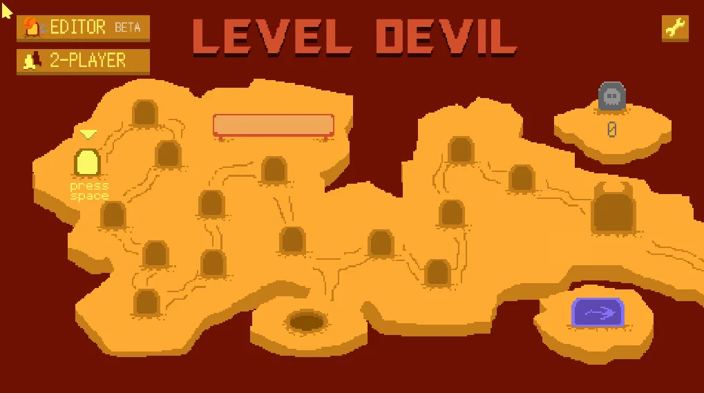 Tela de Level Devil com o mapa de fases no Poki