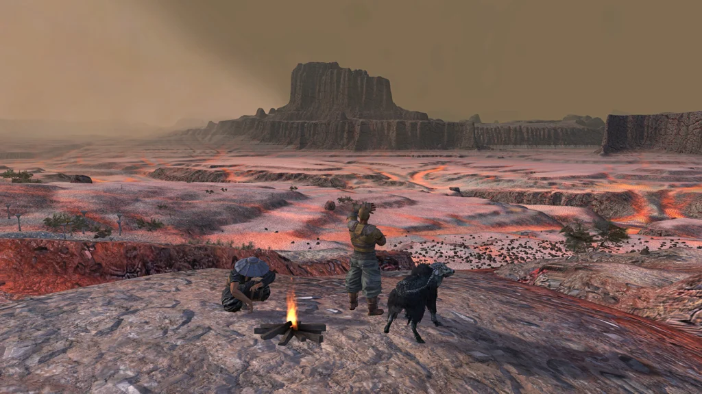 Personagens explorando o mundo aberto de Kenshi