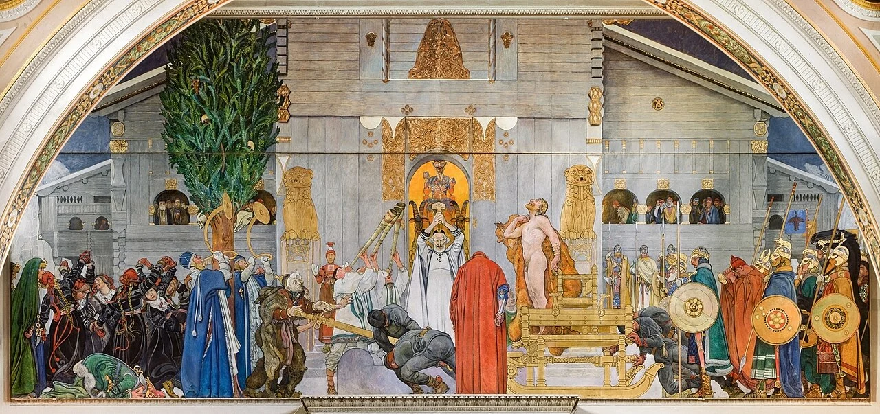 Pintura Midvinterblot de Carl Larsson que aparece como referência em Sacrifício de Sangue