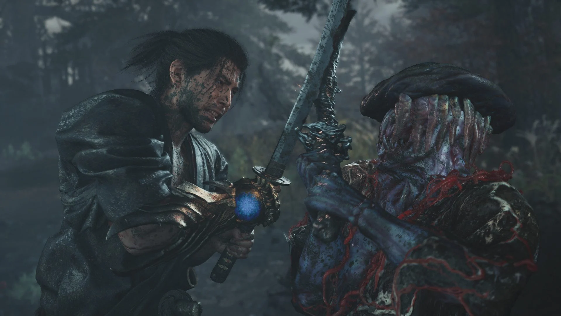 Miyamoto Musashi enfrenta um Genma com a Manopla Oni