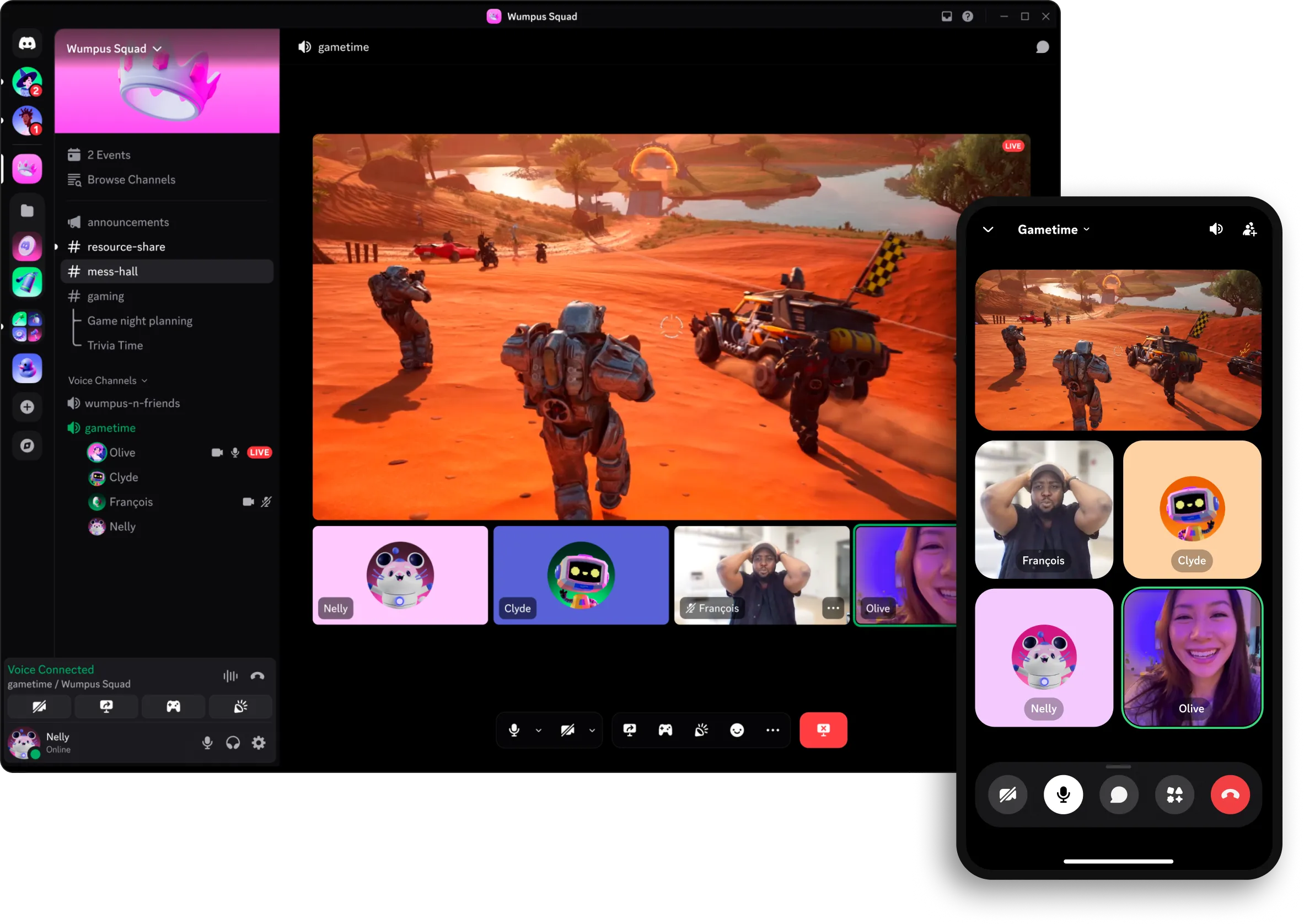 Discord funcionando no computador e celular durante uma partida entre amigos