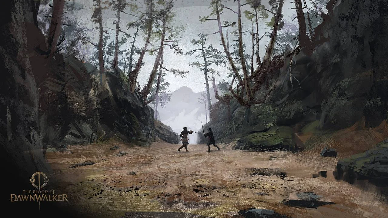 Conceito mostra Coen enfrentando um espadachim em The Blood of Dawnwalker