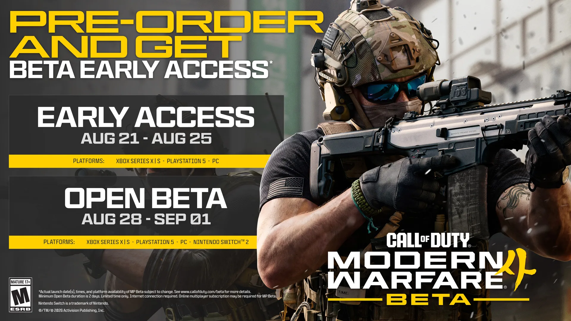 Calendário do beta de Call of Duty Modern Warfare 4