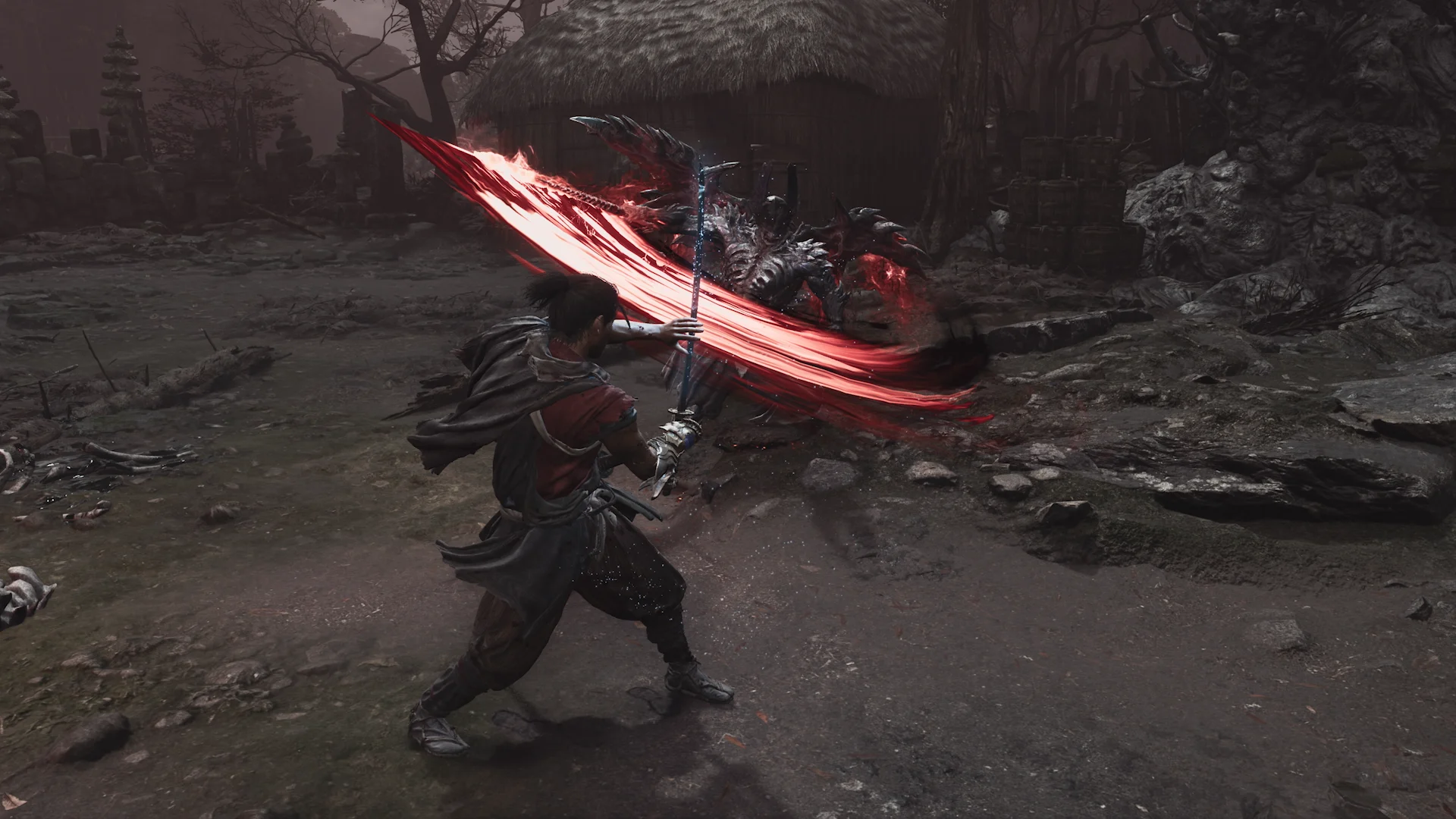 Miyamoto Musashi enfrenta chefe em Onimusha Way of the Sword