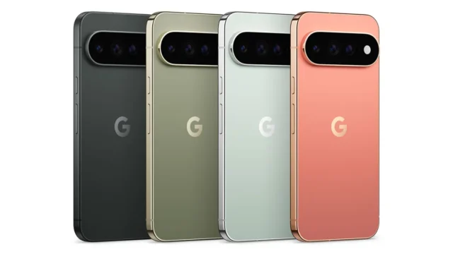 Google Pixel 11 Pro XL em quatro cores, com destaque para as câmeras traseiras