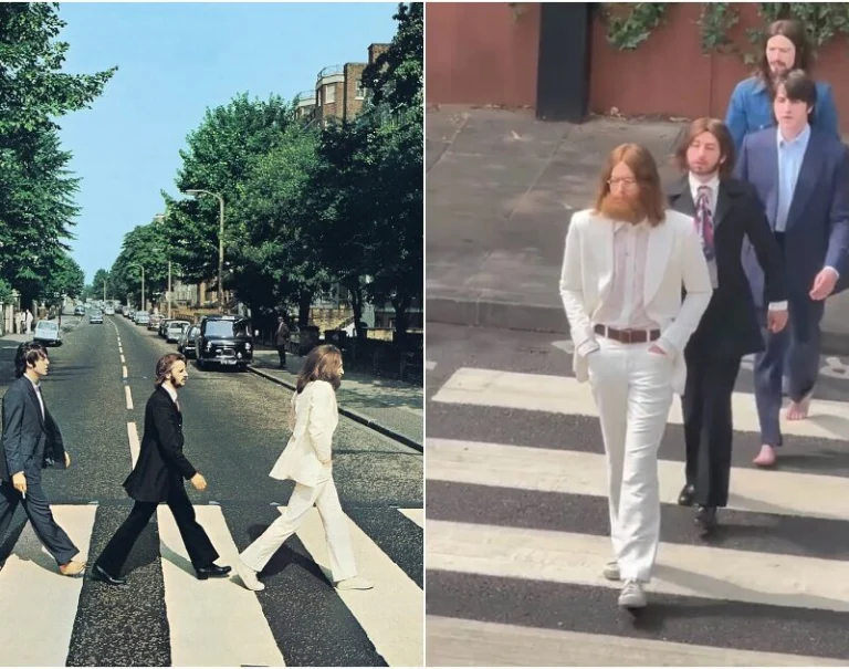 Beatles recriam capa de Abbey Road durante filmagens de cinebiografias