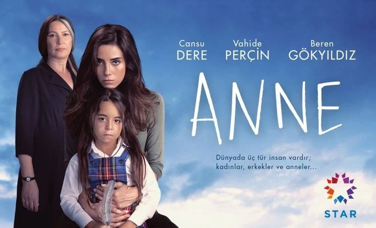 Cansu Dere e Beren Gökyıldız no pôster da novela turca Mãe