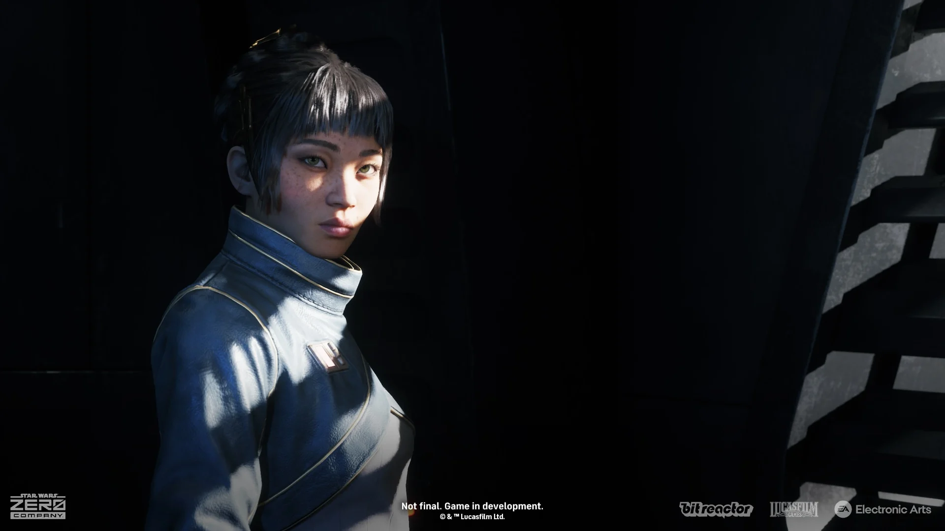 Jae Mordant em um centro de comando de Star Wars Zero Company