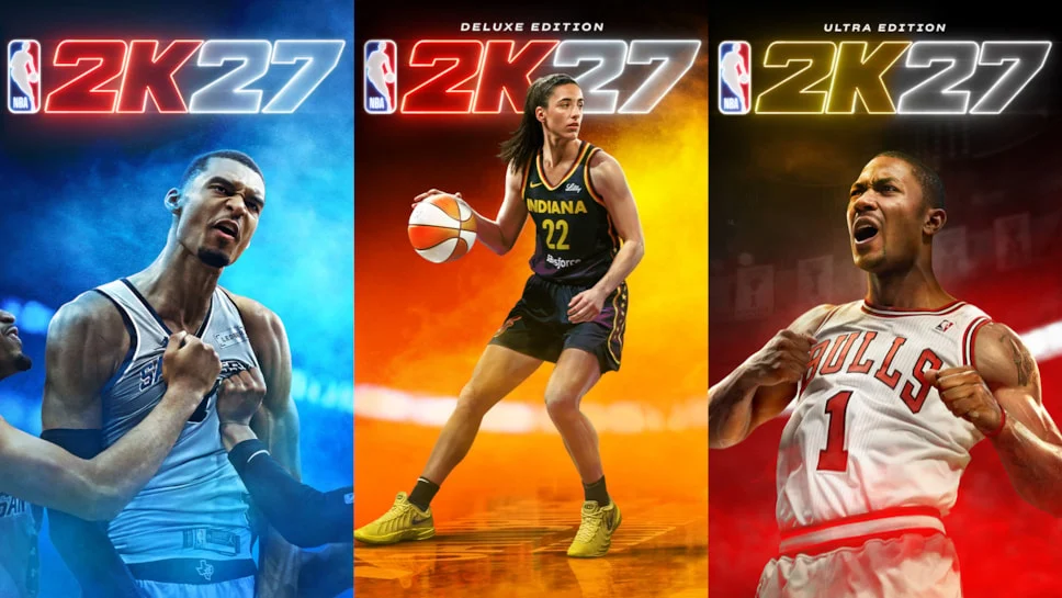 Victor Wembanyama, Caitlin Clark e Derrick Rose nas capas de NBA 2K27