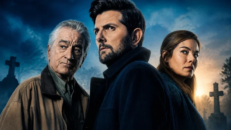 Robert De Niro, Adam Scott e Michelle Monaghan em O Homem que Sussurra — Foto: David Lee/Netflix