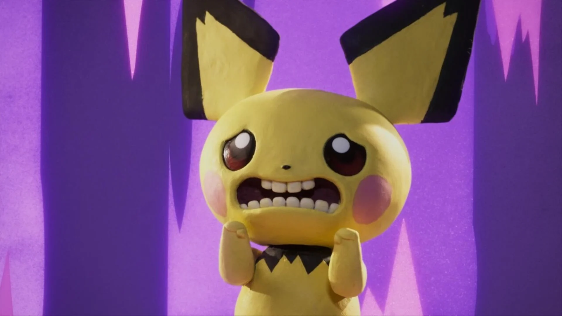 Pichu com expressão exagerada no stop motion de Pokémon Tales