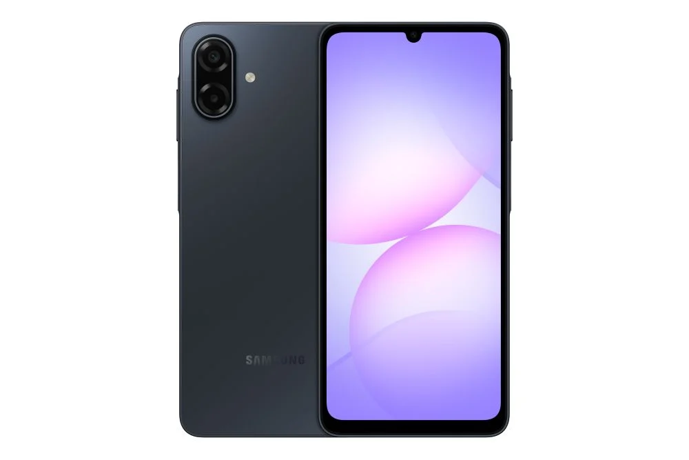 Samsung Galaxy A07 5G visto de frente e por trás