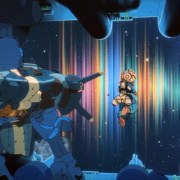 Orbitals combina quebra-cabeças cooperativos com uma estética inspirada nos animes dos anos 1980 e 1990 — Imagem: Shapefarm/Kepler Interactive/Nintendo