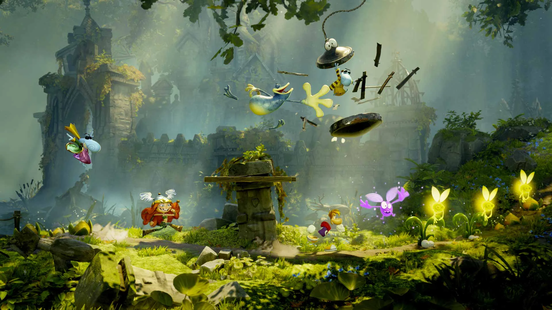 Rayman em cenário colorido de Rayman Legends Retold