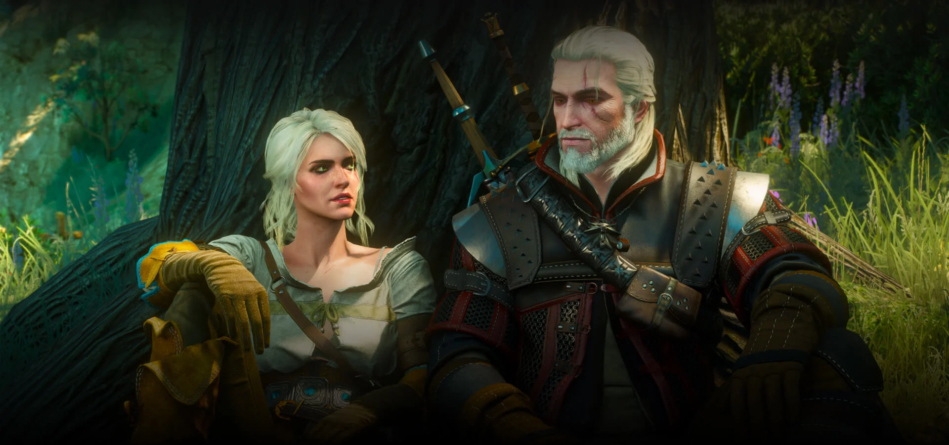 Geralt e Ciri em imagem oficial usada pela CD Projekt Red na página de recompensas de The Witcher 3