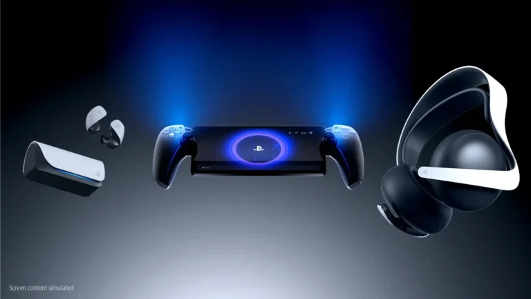 PlayStation Portal ao lado de acessórios PlayStation Link