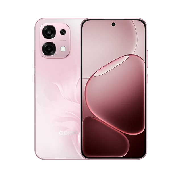 Smartphone OPPO A6 Pro 5G rosa visto de frente e de costas