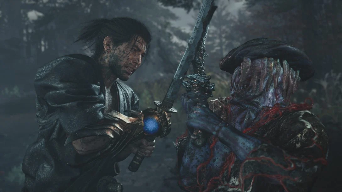 Miyamoto Musashi enfrenta um Genma em Onimusha Way of the Sword