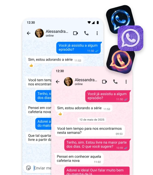 WhatsApp Plus mostra diferentes temas e ícones do aplicativo