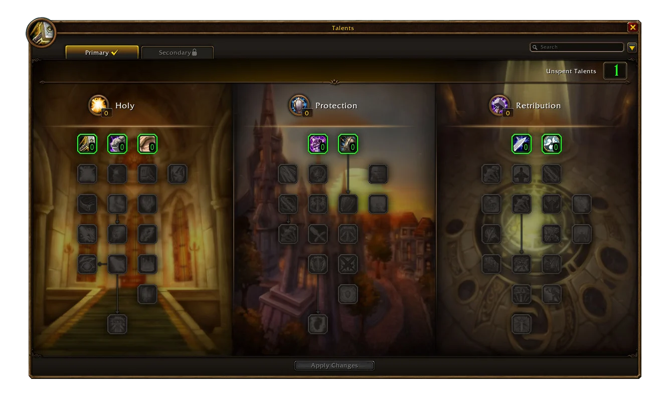 Árvore de talentos de Paladino em World of Warcraft Forever