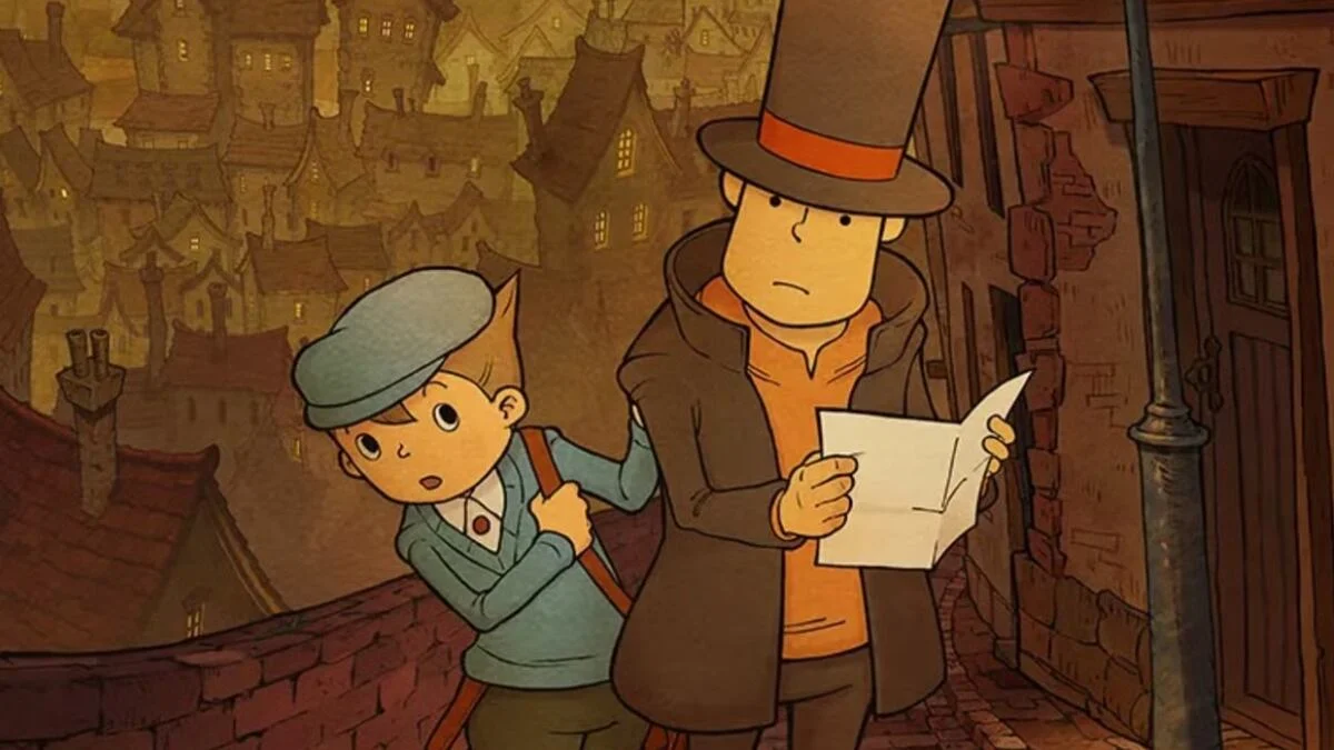 Professor Layton e Luke em Professor Layton and the Curious Village Remake