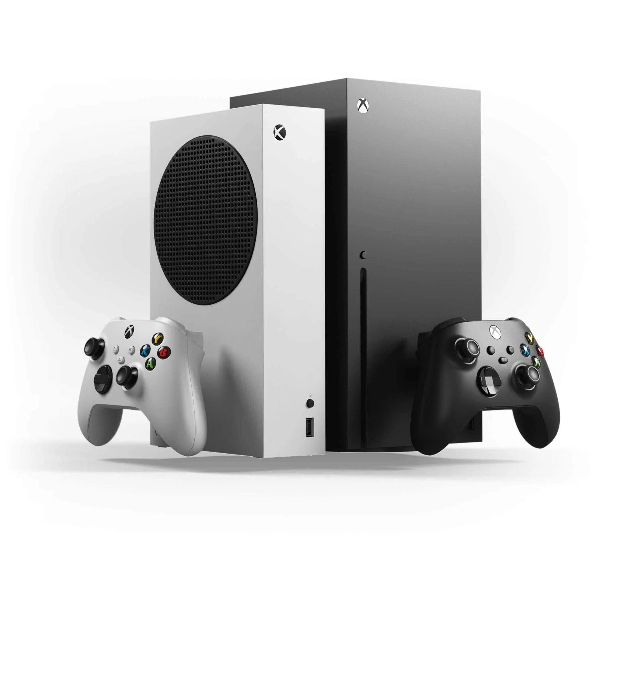 Xbox Series X e Xbox Series S com controles