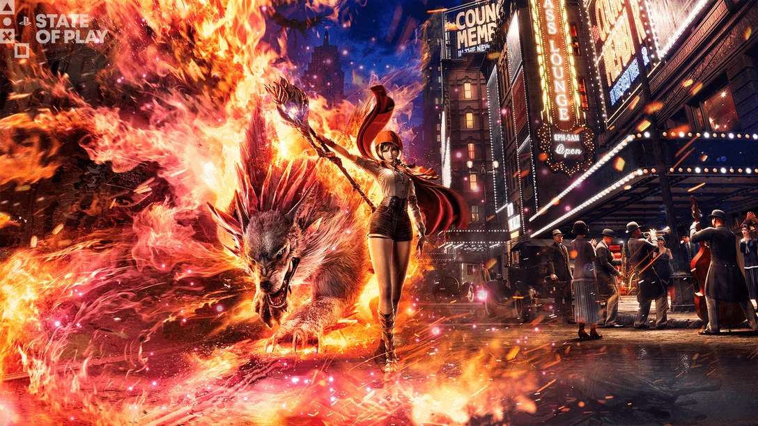 Ellie usando magia ao lado de uma fera em Rhapsody in Scarlet