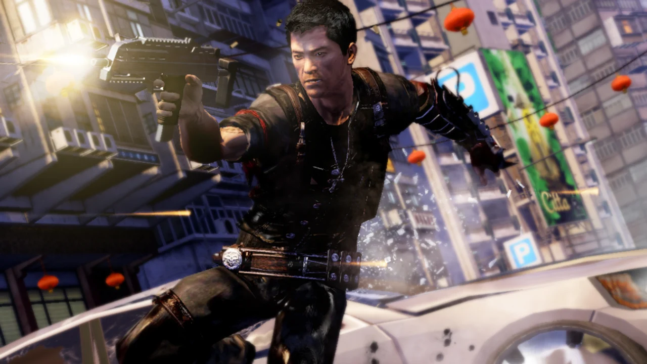 Wei Shen durante cena de ação em Sleeping Dogs