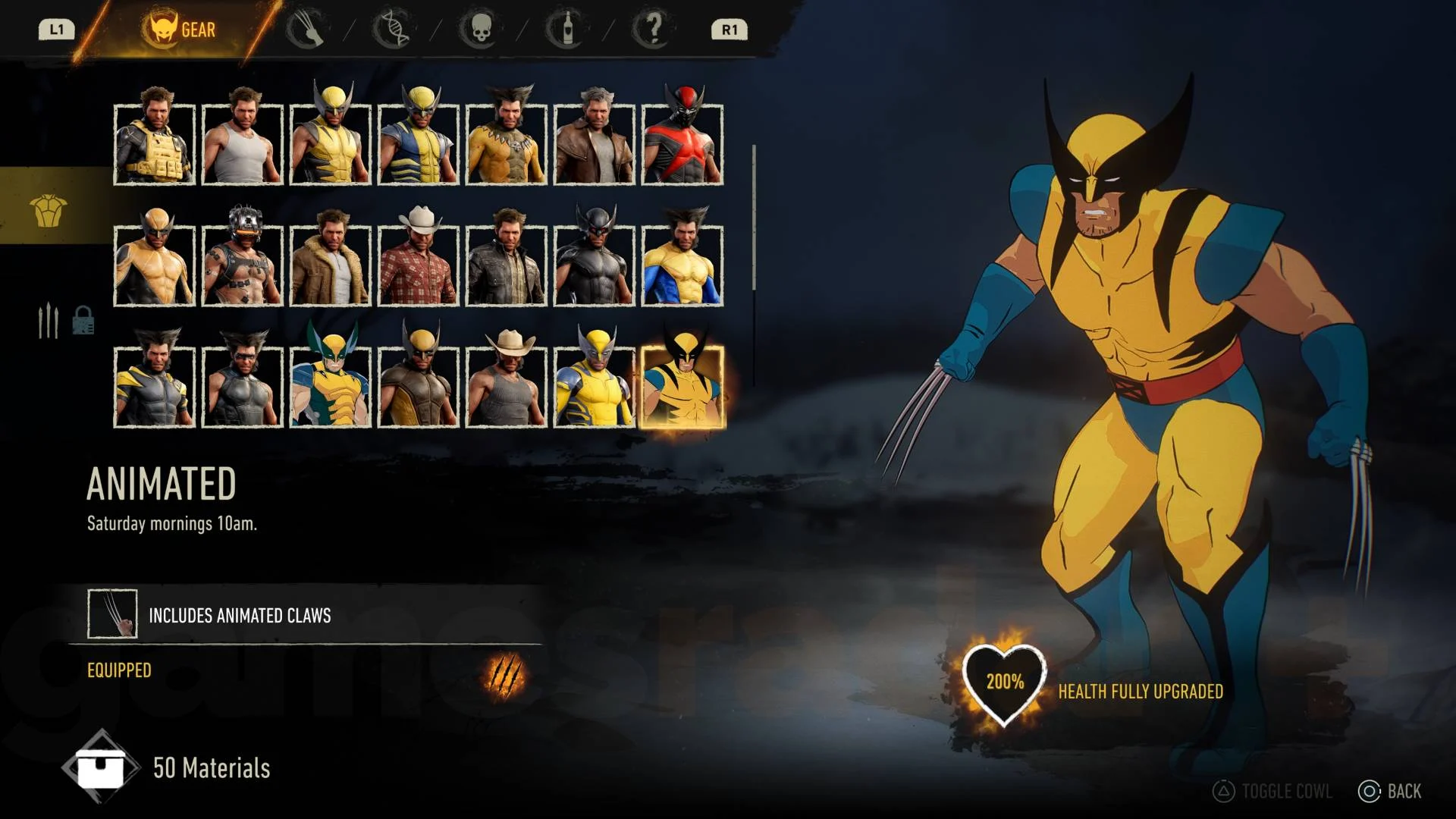 Traje Animated em Marvel's Wolverine