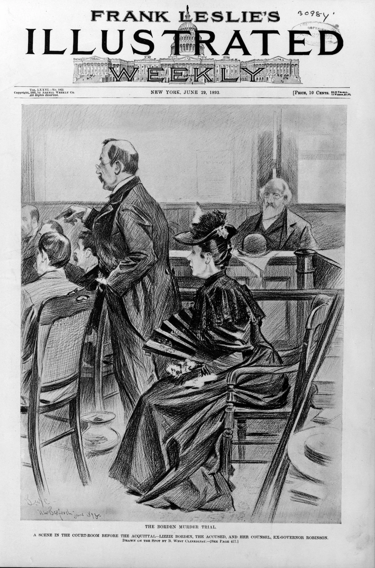 Ilustração do julgamento de Lizzie Borden em 1893
