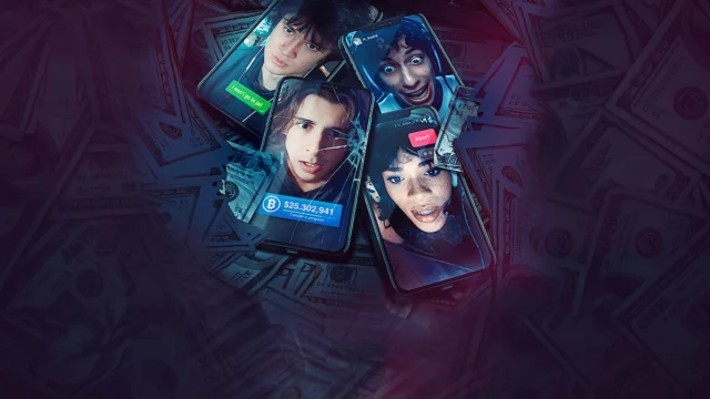 Os quatro jovens hackers de LifeHack aparecem dentro de telas de celulares