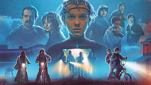 Personagens de Stranger Things reunidos