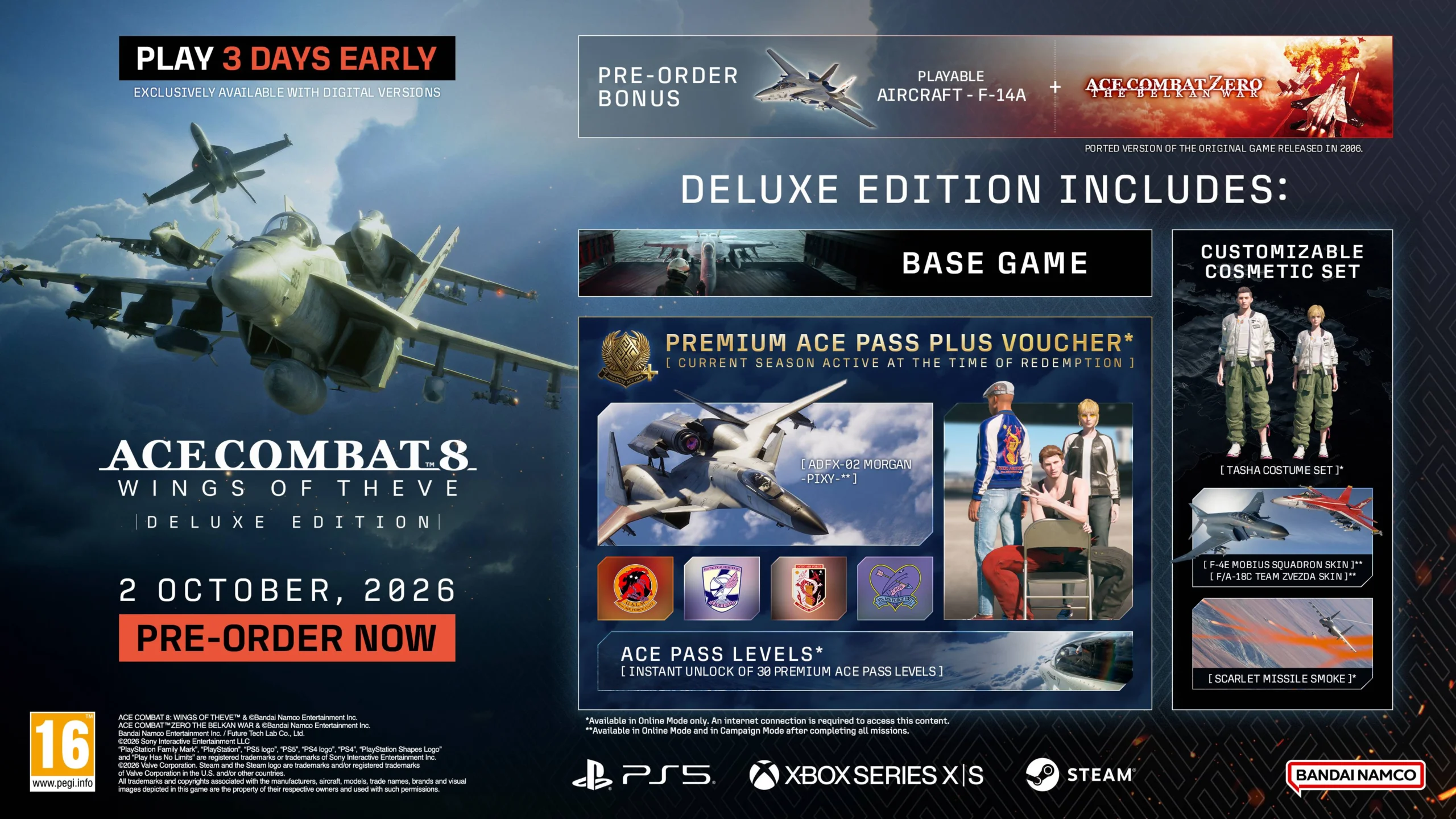 Conteúdo da edição Deluxe de Ace Combat 8 Wings of Theve