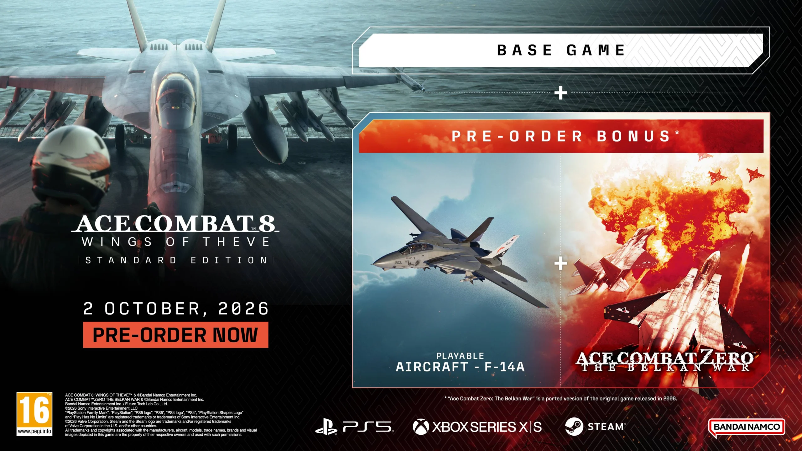 Conteúdo da edição Standard e bônus de pré-venda de Ace Combat 8