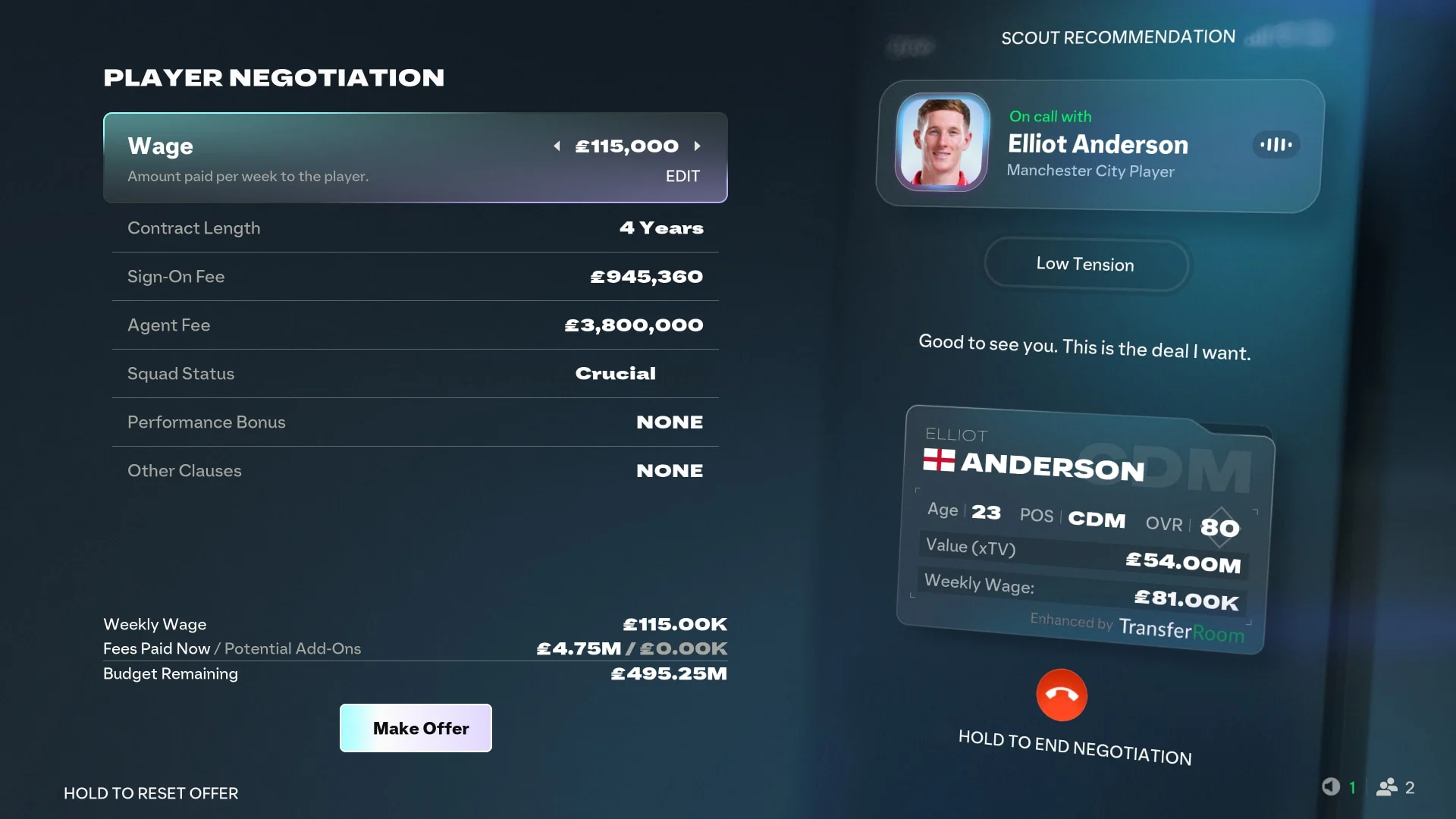Negociação de contrato de jogador no Modo Carreira do EA SPORTS FC 27