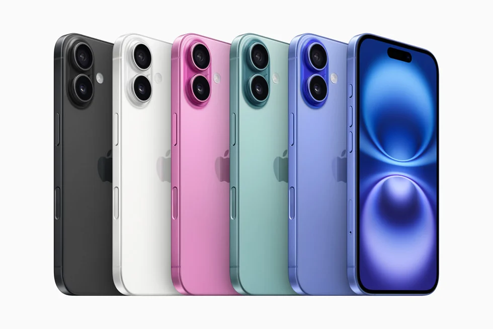 Linha iPhone 16 em diferentes cores