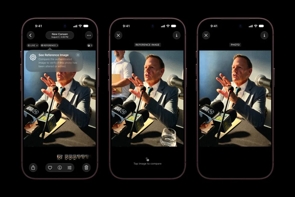 Recurso Imagem de Referência do iPhone 18 Pro no aplicativo Fotos