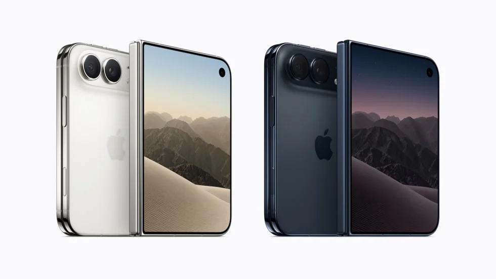 Quatro unidades do iPhone Duo nas cores branco-estrela e céu noturno, vistas de frente e de costas