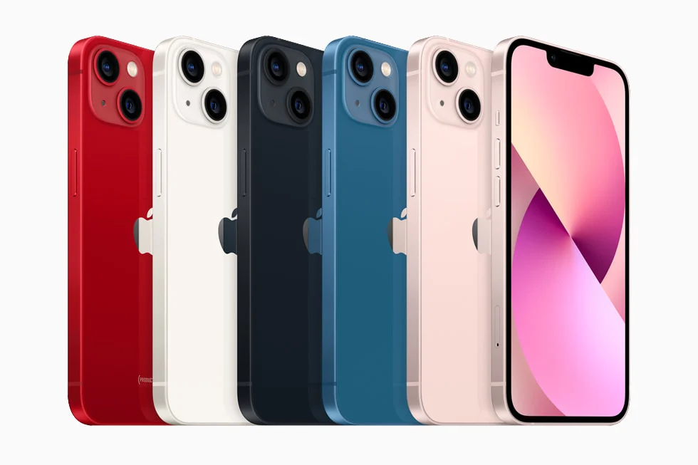 Linha iPhone 13 em diferentes cores