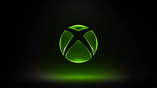 Logo do Xbox sobre fundo preto e iluminação verde