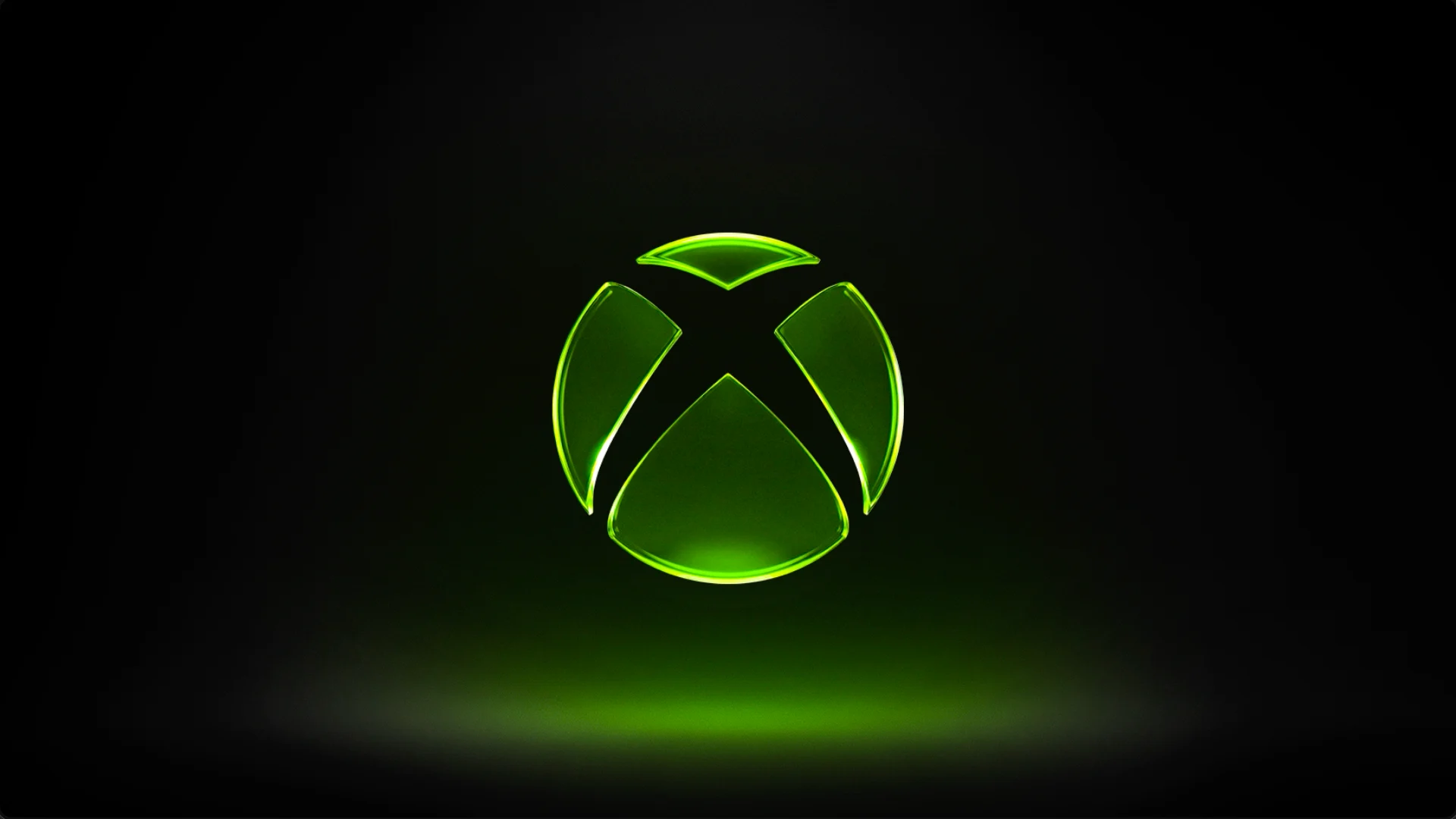 Logo do Xbox sobre fundo preto e iluminação verde