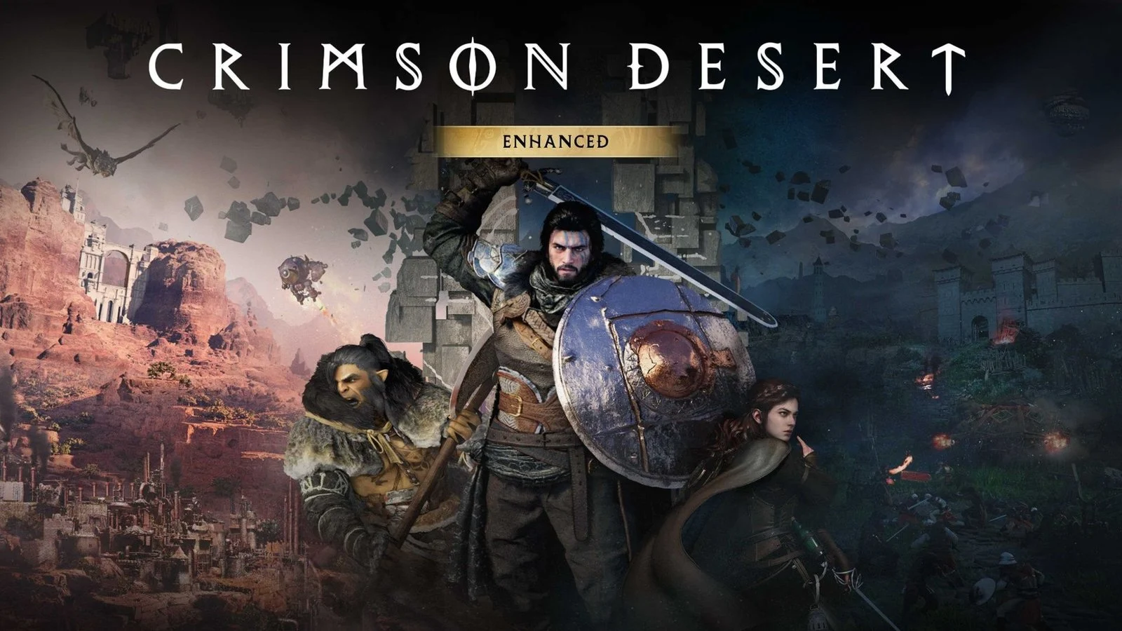 Crimson Desert Enhanced com Kliff e outros personagens