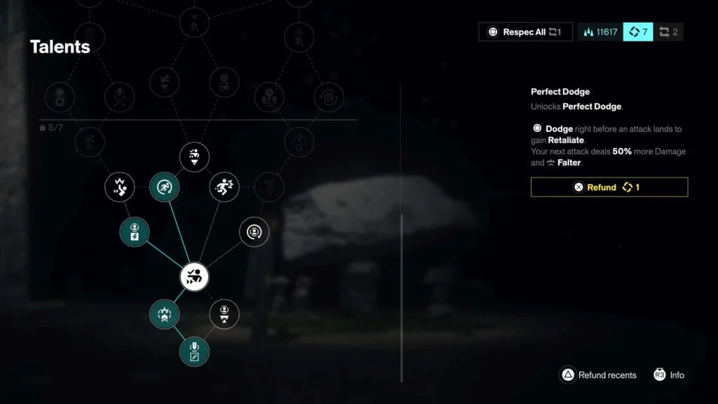 Árvore de talentos de Dylan Faden em Control Resonant com opção de respec