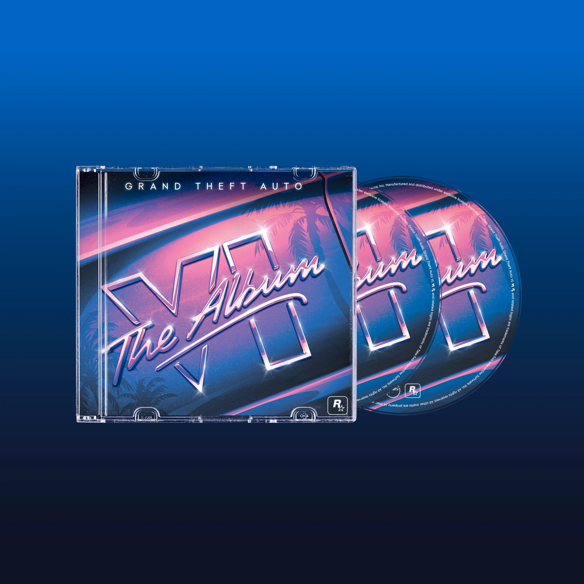 CD de Grand Theft Auto VI The Album com dois discos e capa inspirada em Vice City