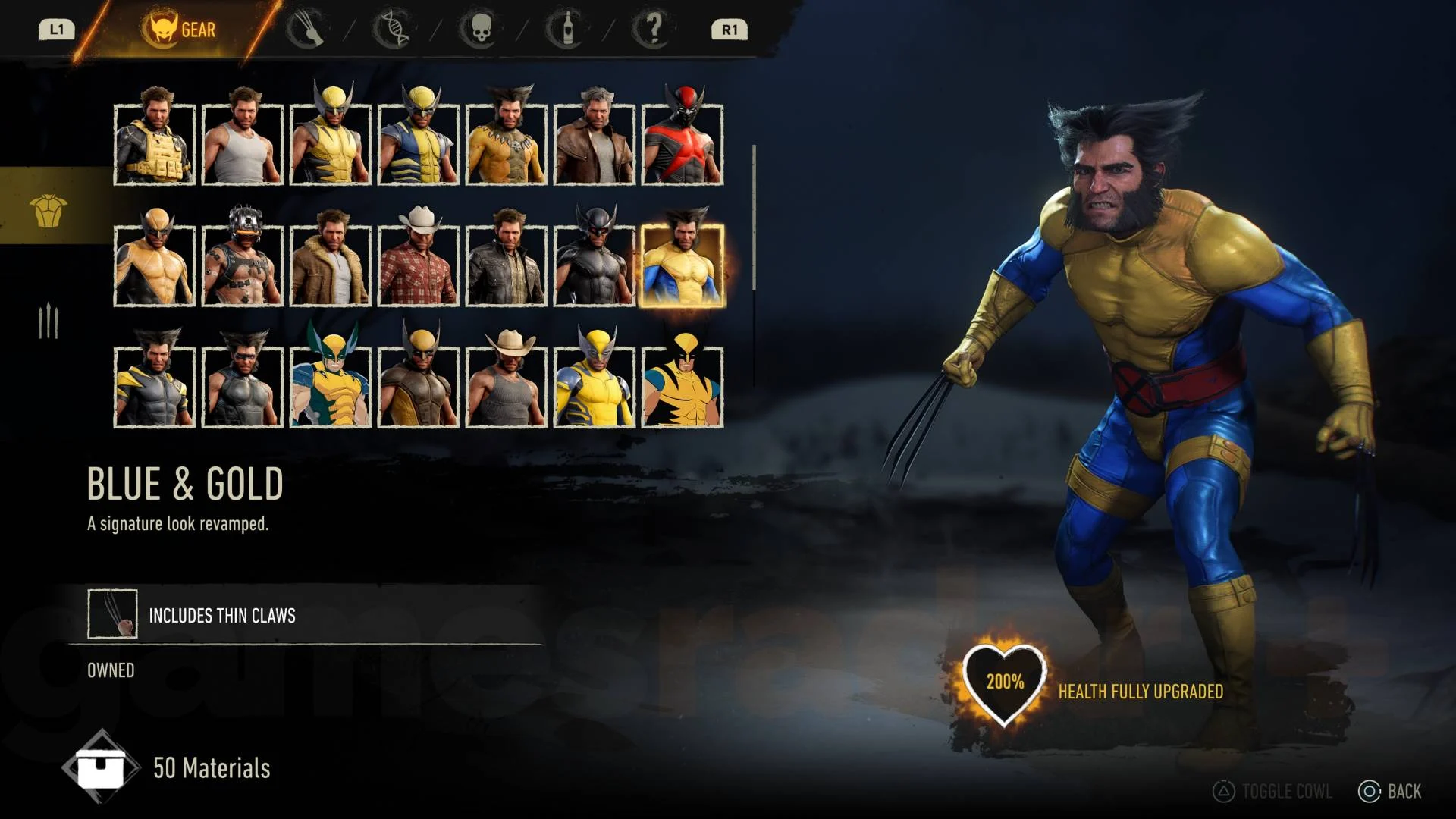 Traje Blue & Gold em Marvel's Wolverine