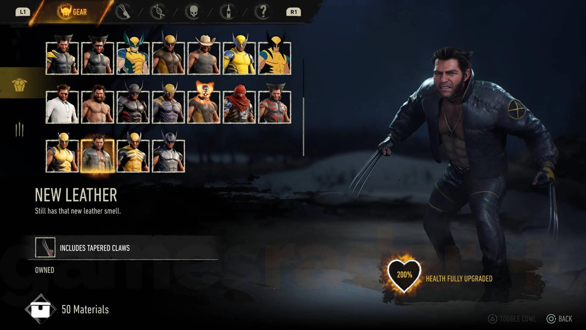 Traje Novo Couro (New Leather) em Marvel's Wolverine