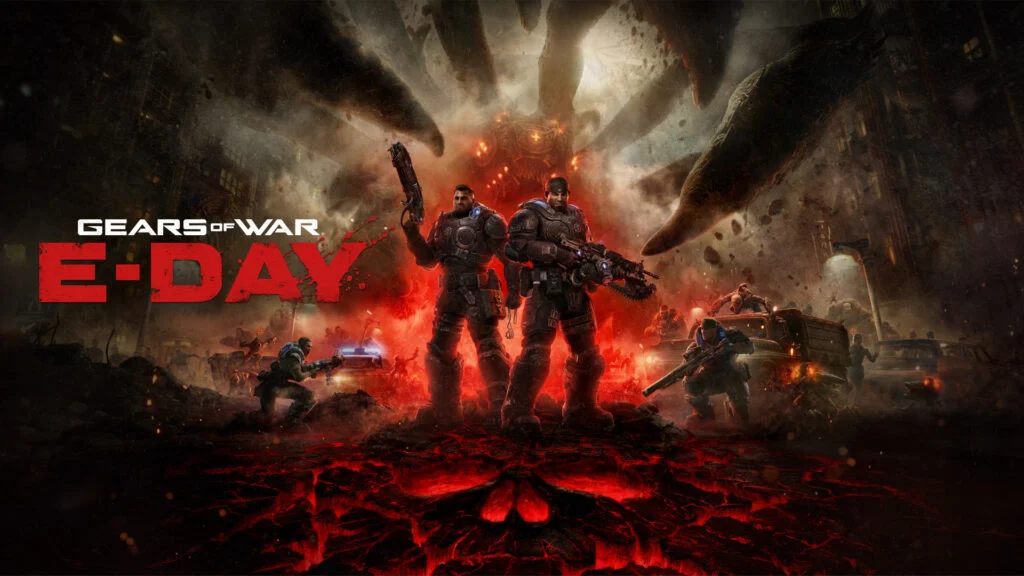 Marcus Fenix e Dominic Santiago em Gears of War E-Day diante da invasão Locust
