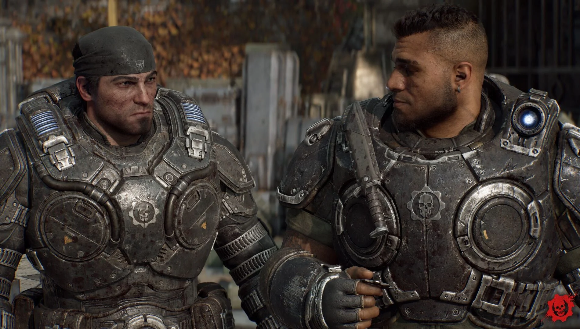 Marcus Fenix e Dominic Santiago em Gears of War E-Day
